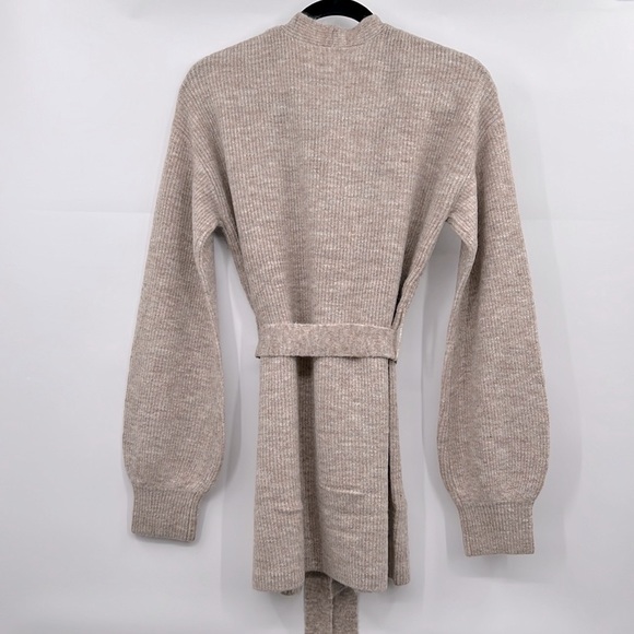 🆕Hem & Thread Cardigan Knit Beige Cream Belted Waist Ballon Sleeve Restocked - Picture 7 of 12